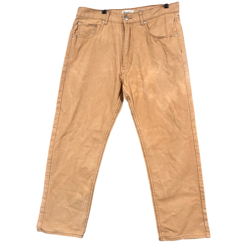 Members Property Mens Tan Brown Workwear Pants 36x32 Regular Fit Cotton Blend